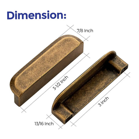 Rock Solid Antique Brass Cabinet Pulls For Kitchen Cabinets And Hefty Drawers 3 Inch Hole Center dimensions 3.5 x 7/8 x 3 inch