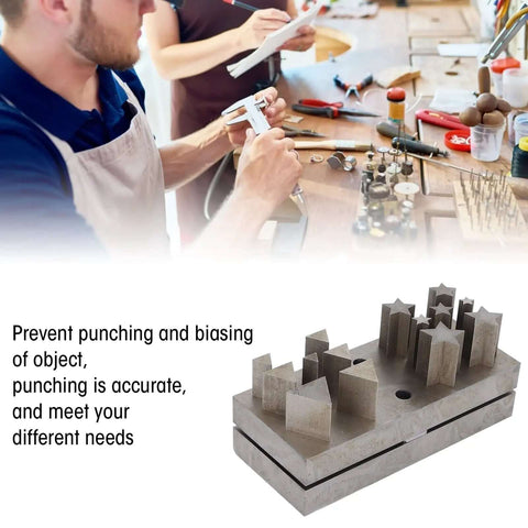 Pro Grade Jewelry Punch Die Disc Cutter Set With Assorted Shapes And Sizes, Steel Forming Tool for Jewelry Making on workbench