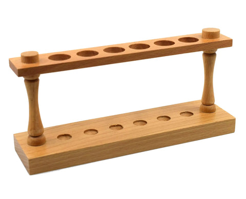 Pro Grade Wooden Test Tube Rack Holds Six Tubes Up To 22 Mm, 9.75 Inch Wide Vertical Lab Stand With Premium Polished Wood Construction