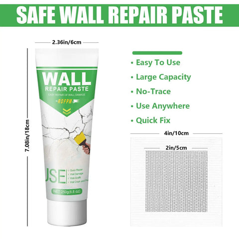 Ultimate Drywall Repair Kit For Quick Hole Fill And Scratch Repair, 250g Spackle Paste tube with mesh repair patch, no mess compound