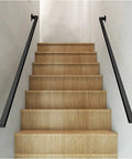 Modern Wrought Iron Stair Handrail And Adjustable Metal Railing featuring Heavy Duty Square Pipe Bannister on staircase.