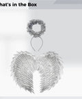 Totally Shiny Silver Foil Angel Wings With Matching Headband For Halloween Cosplay Carnivals Festivals And Party Costumes