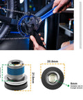 Mechanic installing 4 Pack Bicycle Crank Arm Bolts For E Bikes M15 ISIS Crank Screws, detail of bolt dimensions.