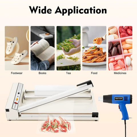 24 Inch I Bar Shrink Wrap Machine With Heat Gun For POF Film Sealing And Cutting with examples of diverse applications.