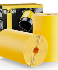Fat Bike Tire Liner For Mountain Bikes Puncture-Resistant Protector For 20 To 29 Inch Wheels Fits 3.75 To 4.5 Inch Width Dual TPU Shield Flat Protection That Actually Works 2 Pack visible with packaging and yellow rolls.