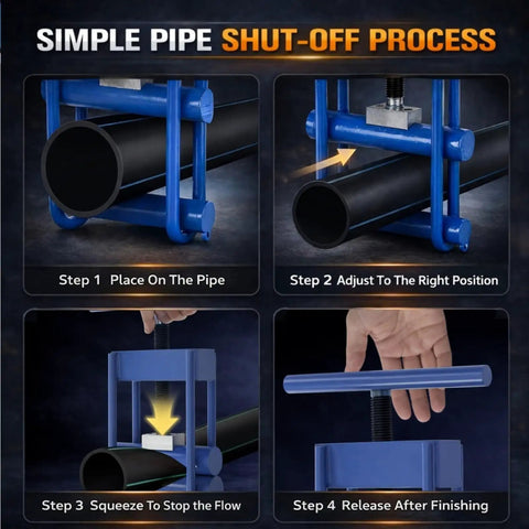 Pipe Squeeze Off Tool For 1/2 To 2.5 Inch PE PPR PP Pipe Manual Gas And Water Shut Off Tool instructions on shut-off process