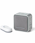 Portable Wireless Doorbell With Push Button, 350 Ft Range, 6 Tunes, gray finish, shown with LED halo colors, sleep and mute modes
