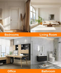 Collage of interior design styles for bedrooms, living room, office, and bathroom.