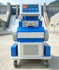 Upgrade Your Insulation Game With This Portable Polyurethane Foam Sprayer Featuring A Nifty Pulley Design And Reliable Hydraulic Drive. Perfect For Warehouse, Roof, And Pipeline Coating Projects. Get That Professional Finish On Every Job With Easy Setup. Front view of a portable polyurethane foam sprayer with hydraulic pump in an industrial setting.