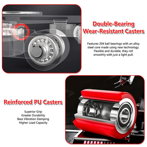 Heavy Duty Machinery Roller Skates Featuring Reinforced Steel Build And Smooth Swivel Casters, showing double-bearing wear-resistant casters.