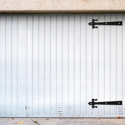 Flat Embossed Garage Door Hinge Set With Handles Decorative 4 Piece Hardware Kit 8 Inch And 10 Inch Hinges for classic look