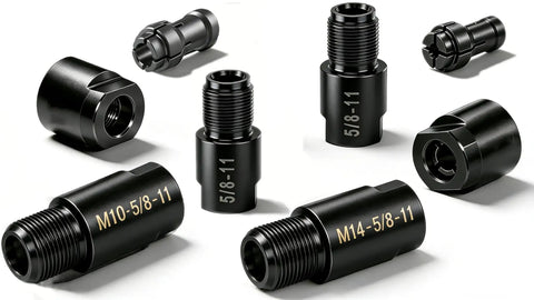4 Piece Angle Grinder To Die Grinder Adapter Kit Converts M10 And M14 Grinders To 5/8-11 Threads Includes 1/4 Inch And 1/8 Inch Collet Adapters Versatile Attachment Converter For Diy Projects And Workshop Tasks