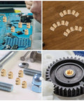 Grab 100 Pack of Solid Copper Heat Set Inserts With Knurled Threads For Heavy Duty Screws Embedment That Stick Like A Champ In Any Project Without Fail displayed in various installation contexts.
