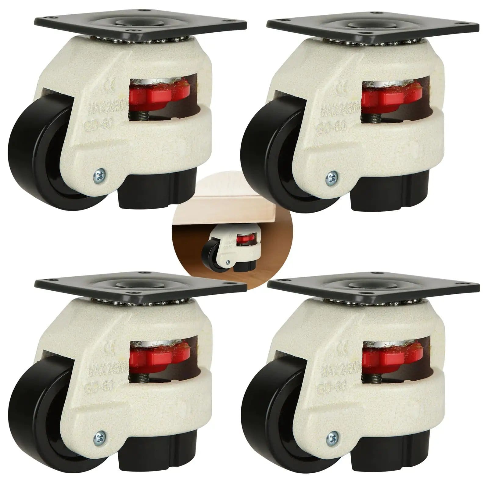Heavy Duty Leveling Casters 2200 Lb Capacity