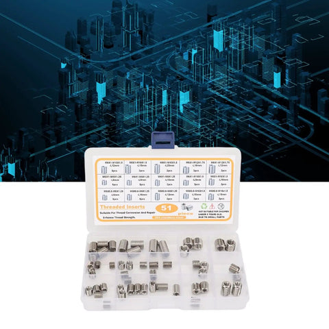Top Shelf 51 Pc Stainless Steel Thread Repair Insert Kit For M5 To M8 Restores Stripped Engine Threads Gearbox And Machinery Without Replacing Parts With Precision Machined Durability in open case