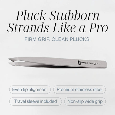 Eyebrow Tweezers Set With Case Pro Grade Slant And Pointed Tweezers For Women And Men Precision Facial Hair Ingrown Hair And Splinter Removal 4 Piece Kit, stainless steel slant tweezer