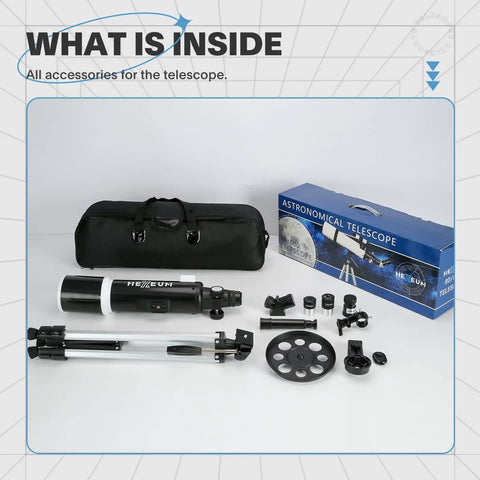 Beginner Friendly 80mm Refractor Telescope Kit With 600mm Focal Length Multi Coated Optics AZ Mount Tripod accessories