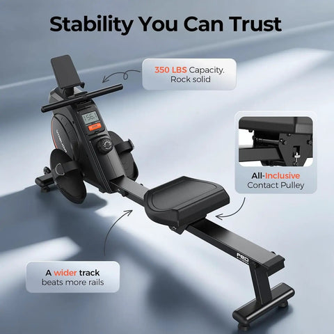 Top Tier Magnetic Rowing Machine For Home Gyms Packing An Ultra Smooth Glide For Killer Full Body Cardio Burners featuring 350 lbs capacity.