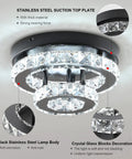Crystal Chandeliers For Dining Room And Hallway Lighting, Chrome LED Ceiling Light, 9.8 Inch, Semi Flush Mount, Clear Drops