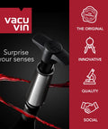 Six Pack Vacuum Wine Stoppers Set For Open Bottles, No-Fuss Reusable Rubber Cork Alternatives That Create Airtight Seals With Wine Saver Pump, Keeps Wine Fresh Up To 10 Days, Gray - close-up with brand text and symbols
