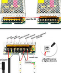 Wiring diagram of Beefy 12V DC Power Supply 30A 360W Switching Converter showing connections and adjustment points.