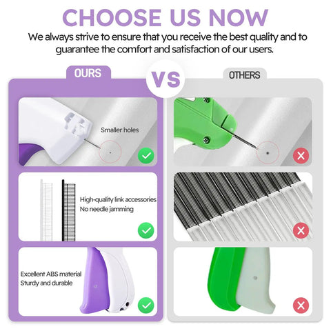 Comparison of Handheld Tagging Gun For Clothing And Quick Stitch Gun Kit with other brands, showing features and advantages.