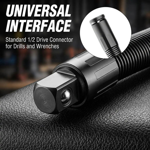 Flexible Half Inch Drive Rotating Extension Connector With 360 Degree Movement, Metal Linkage Rod For Repair, Maintenance, Shop And DIY, Two Piece Set 25 Cm Length, Handy Access In Tight Spots And Hard To Reach Angles, 1/2 drive connector