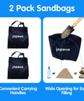 10 Foot Dog Agility Tunnel Kit With 2 Sandbags Carry Bag And 4 Ground Spikes showing sandbags with wide opening for filling