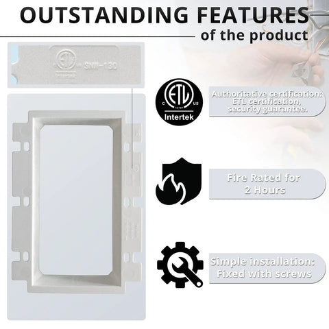3-Gang Box Extender For Switches And Receptacles, Non-Metallic Electrical Box Extender, ETL Listed, fire rated, easy install