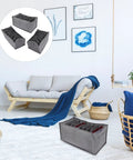 Nine Compartment Fabric Drawer Organizers Designed For Sick Bedroom Storage Setup with compartments for sorting tees and bras in grey