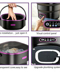 Boss Grade Portable Mini Washing Machine Foldable Layout for Apartments RVs and Dorm Rooms showing visual control panel, transparent cover, and handle.