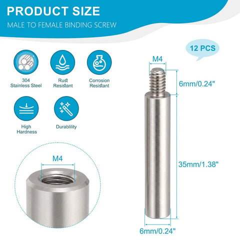 M4 Standoff Extension Posts And Male Female Thread Adapter Screws Made From Heavy Duty Stainless Steel Hardware Kit With Twelve Pieces