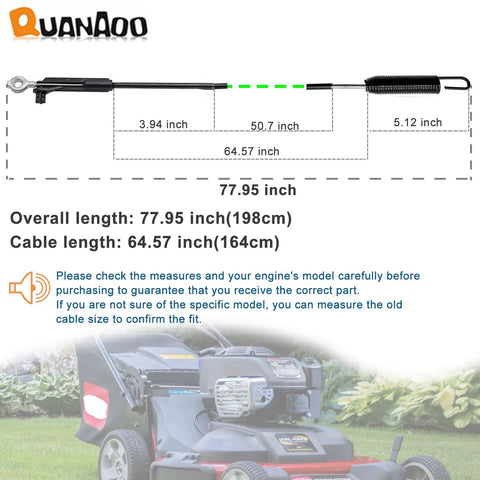 Diagram of Must Have Brake Cable 133-1998 For Toro Timemaster 30 Inch Lawn Mower Blade Engagement Replacement with length details