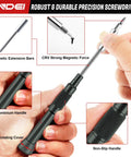 47 In 1 Precision Electronics Screwdriver Set featuring aluminum handle, magnetic extension, non-slip grip, and rotating cover