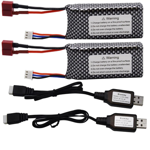 Two Pack 7.4V 1800mAh LiPo Battery With T Plug For 1 To 10 Scale 4WD RC Cars And Trucks Fits Models Like 9201E And 9125 Lightweight 80g Each Beef Up Run Time