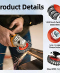 Five Pack 4 Inch Twist Knotted Wire Wheel Brush For Angle Grinder with 5/8-11 Arbor in use for metal prep