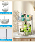 360 Degree Rotating Makeup Organizer With 2 Tier Lazy Susan Vanity Countertop Organizer For Skincare Haircare Perfume and Beauty Essentials In Classic Grey on display
