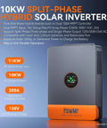 Beefy 10kW 48V Solar Inverter With Split Phase 120V And 240V Pure Sine Wave Output Built In 200A MPPT Controller
