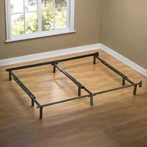 Heavy Duty Low Profile Metal Bed Frame With Straight Up Sturdy Steel Support And Generous Under Bed Storage Space, Durable Low Rise Base.