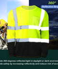 6 Pack Class 3 High Visibility Long Sleeve Safety Shirts With Reflective Strips And Pocket Wicking Breathable Hi Vis Workwear For Construction Roadwork Outdoor Jobs Yard Crew Size XL showcasing bright reflective safety features.