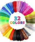 Awesome 32 Colors 3D Pen PLA Filament Refills Pack With 320 Feet Total displayed in a rainbow circle