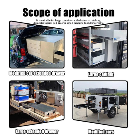 Beefy Heavy Duty Drawer Slides With Locking, 120 Lb Capacity, Full Extension 3-Section Rails on modified car drawer system