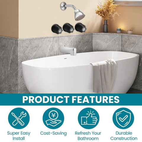 Matte Black 3 Piece Shower Knob Replacement Kit For Price Pfister And Gerber Faucets with bathtub and shower setup.