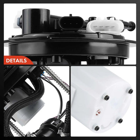 Heavy Duty Electric Fuel Pump Module Assembly With Pressure Sensor For Buick Rendezvous 2004 Through 2007 V6 35L 36L Gas top view and detailed angle.