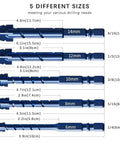 Five blue serrated masonry drill bits with labeled 6mm–14mm sizes