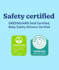 Storkcraft Toddler Safety Guardrail Kit With Slats In Frosted Oat Finish GREENGUARD Gold and Baby Safety Alliance certified badges