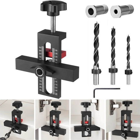 Cabinet Door Mounting Jig With Adjustable Positioner And Drill Jig 2-In-1 Cabinet Hardware Tool For No-Fuss Door Alignment And Install