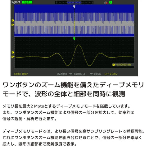 Two Channel 100 MHz Digital Storage Oscilloscope SDS1102CML Plus waveform display and deep memory mode interface