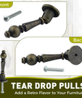 Vintage Cabinet Pulls 2 Pack Antique Bronze Pendant Handles with Screws, Front and Back View
