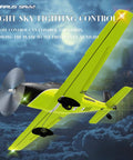 Off Road 5 Channel RC Plane With One Key Hang Stunt And Wind Resistant Flight Control, EPP Foam Fixed Wing Ready To Fly For Beginners And Seasoned Pilots, Green Color, shown flying at night with lights on.